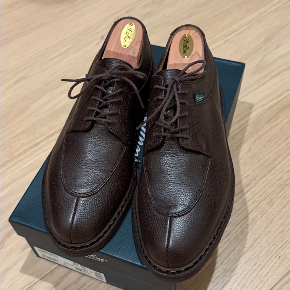 Men's Brown Leather Derby Shoes - Classic Lace-Up - Picture 3 of 10